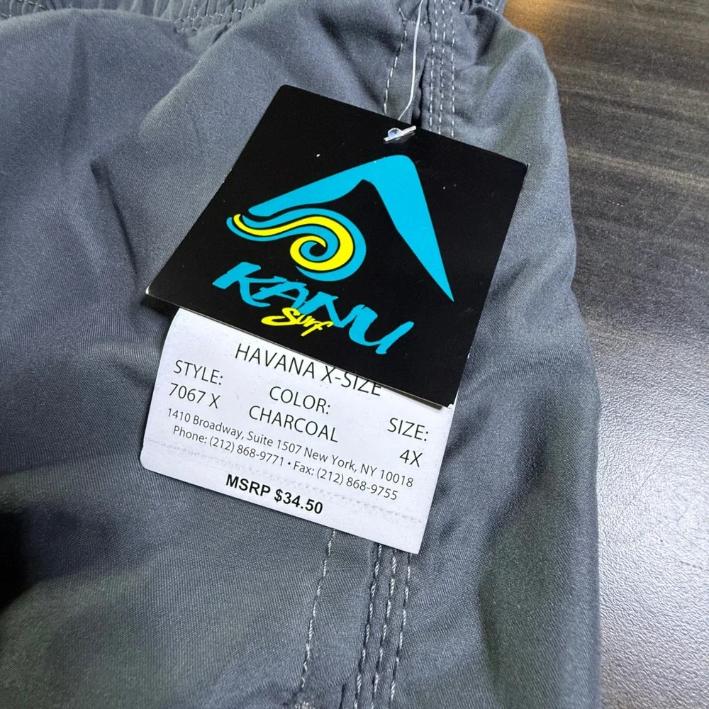 Kanu Surf Havana X-Size Charcoal Swim Trunks Shorts Style 7067X‎ Size 4XL